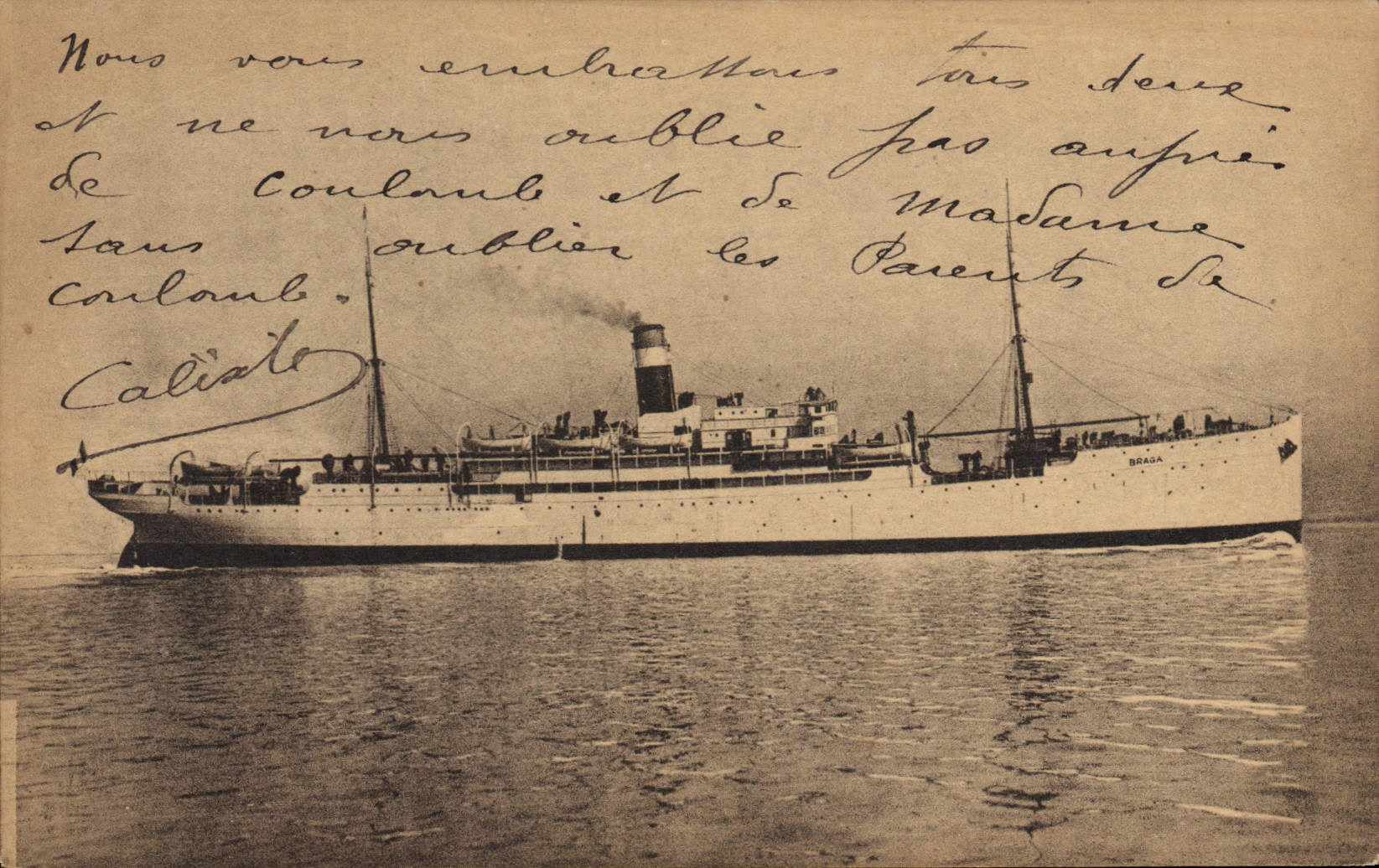 CPA Bateau Paquebot Fabre Line SS Braga