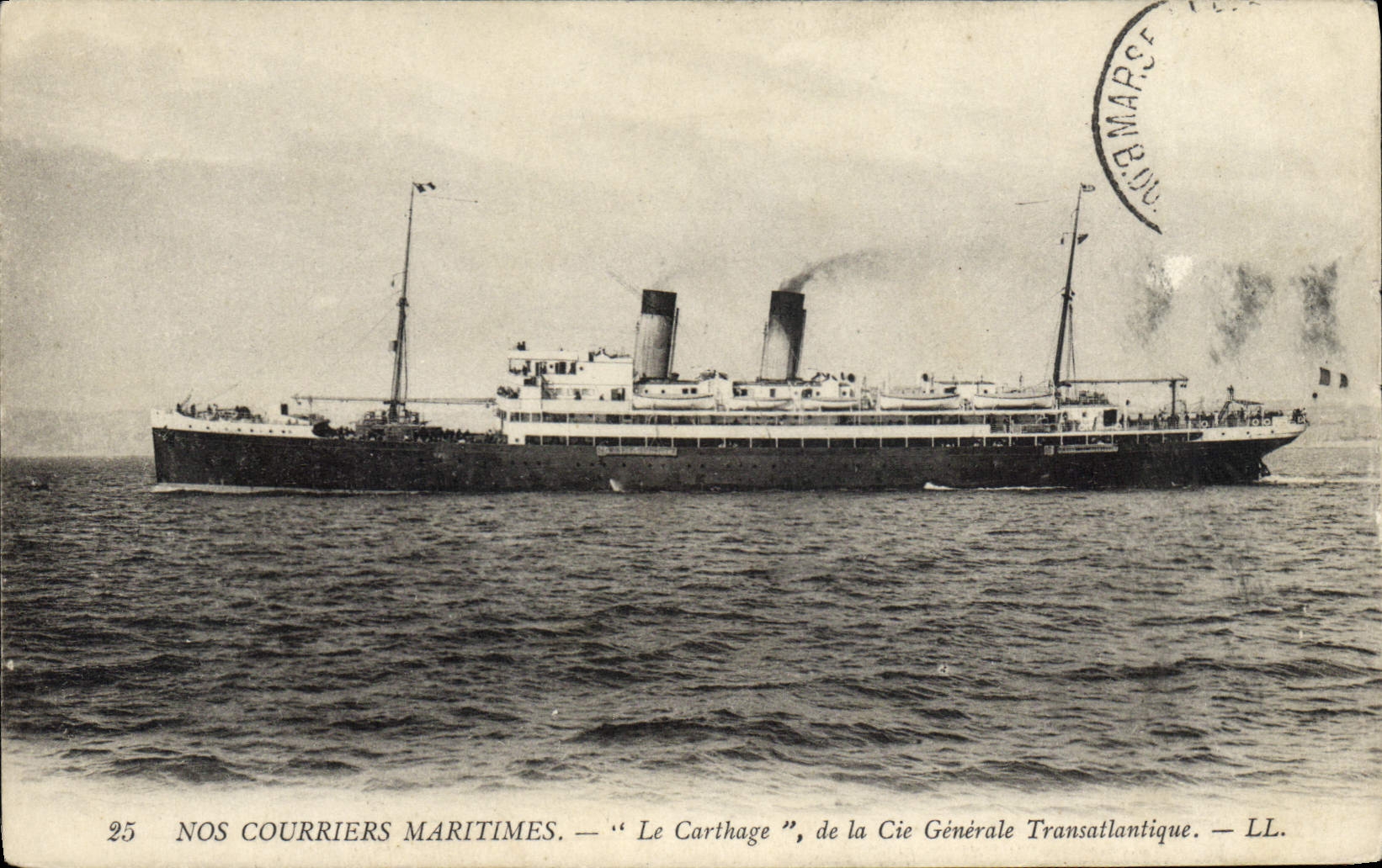 VINTAGE POSTCARD Boat Steamer Carthage of the Transatlantic General Co