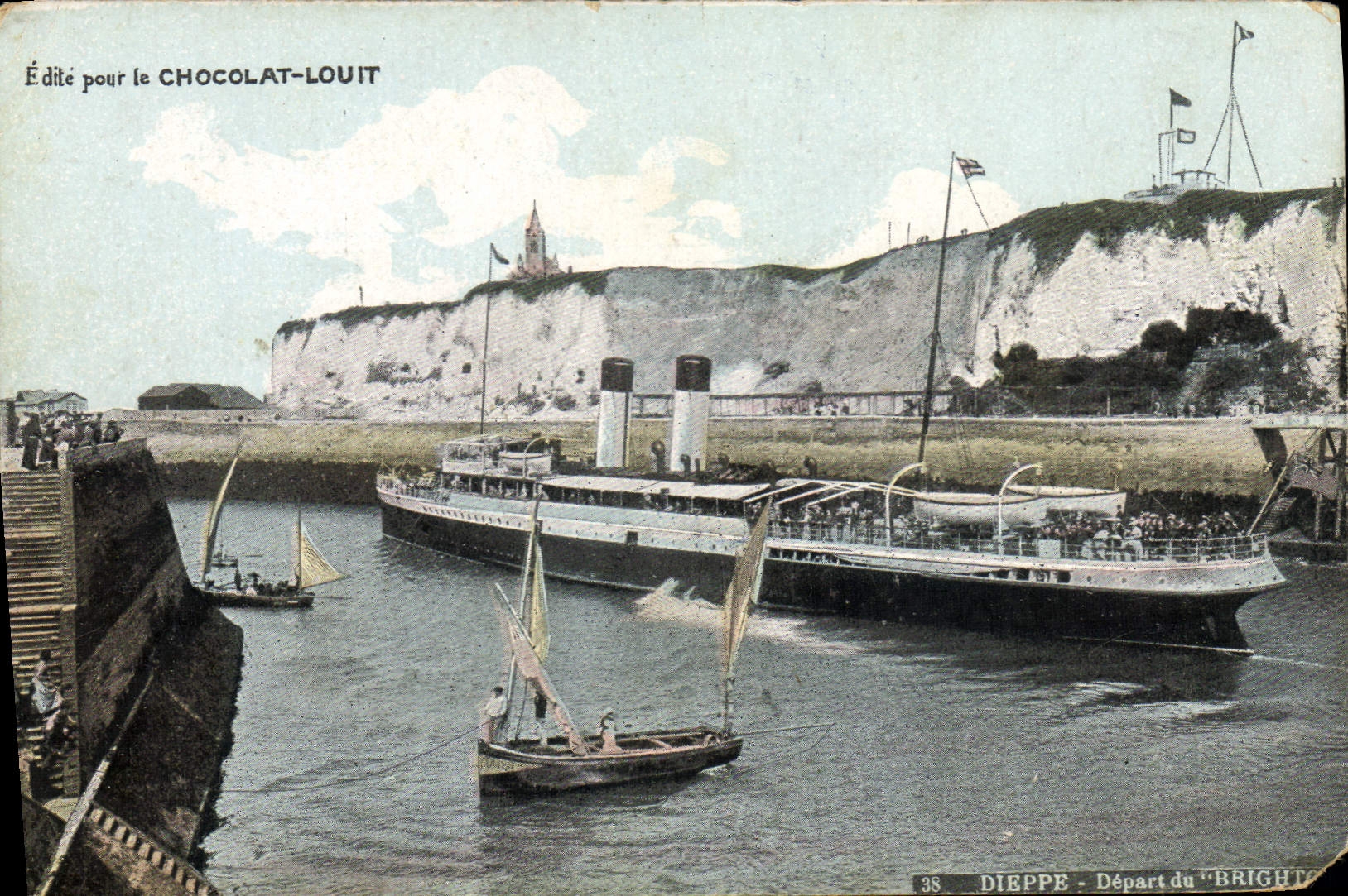 CPA Bateau Paquebot Dieppe Depart du Brighton 