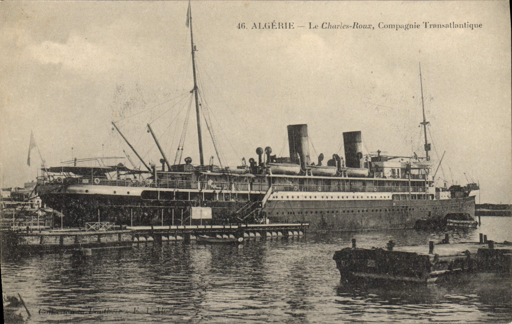 VINTAGE POSTCARD Boat Steamer Algeria the Charles Roux Transatlantic Company