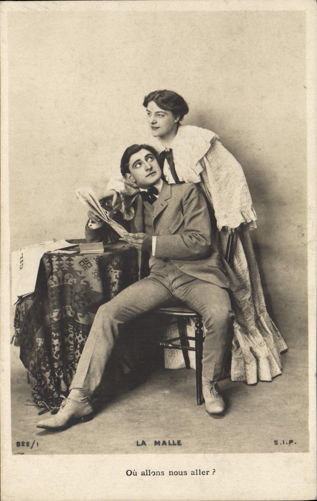 VINTAGE POSTCARD Fantasy Woman the trunk