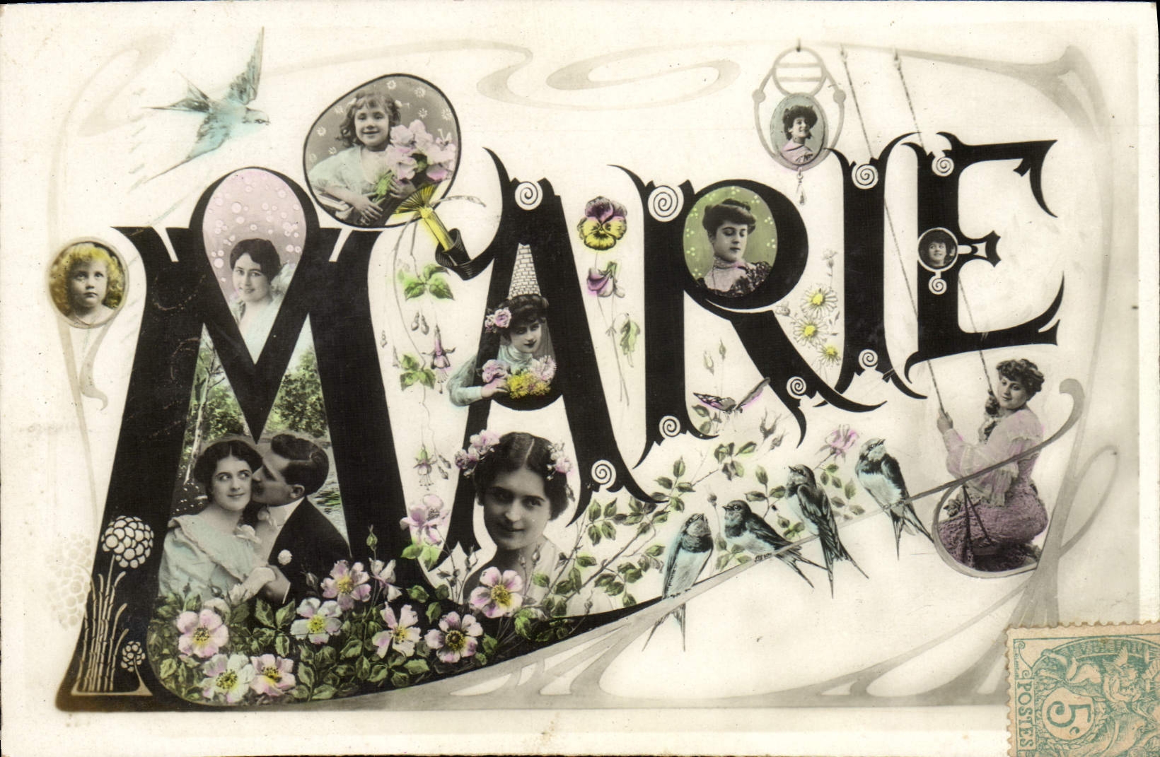 VINTAGE POSTCARD Fantasy Marie First name