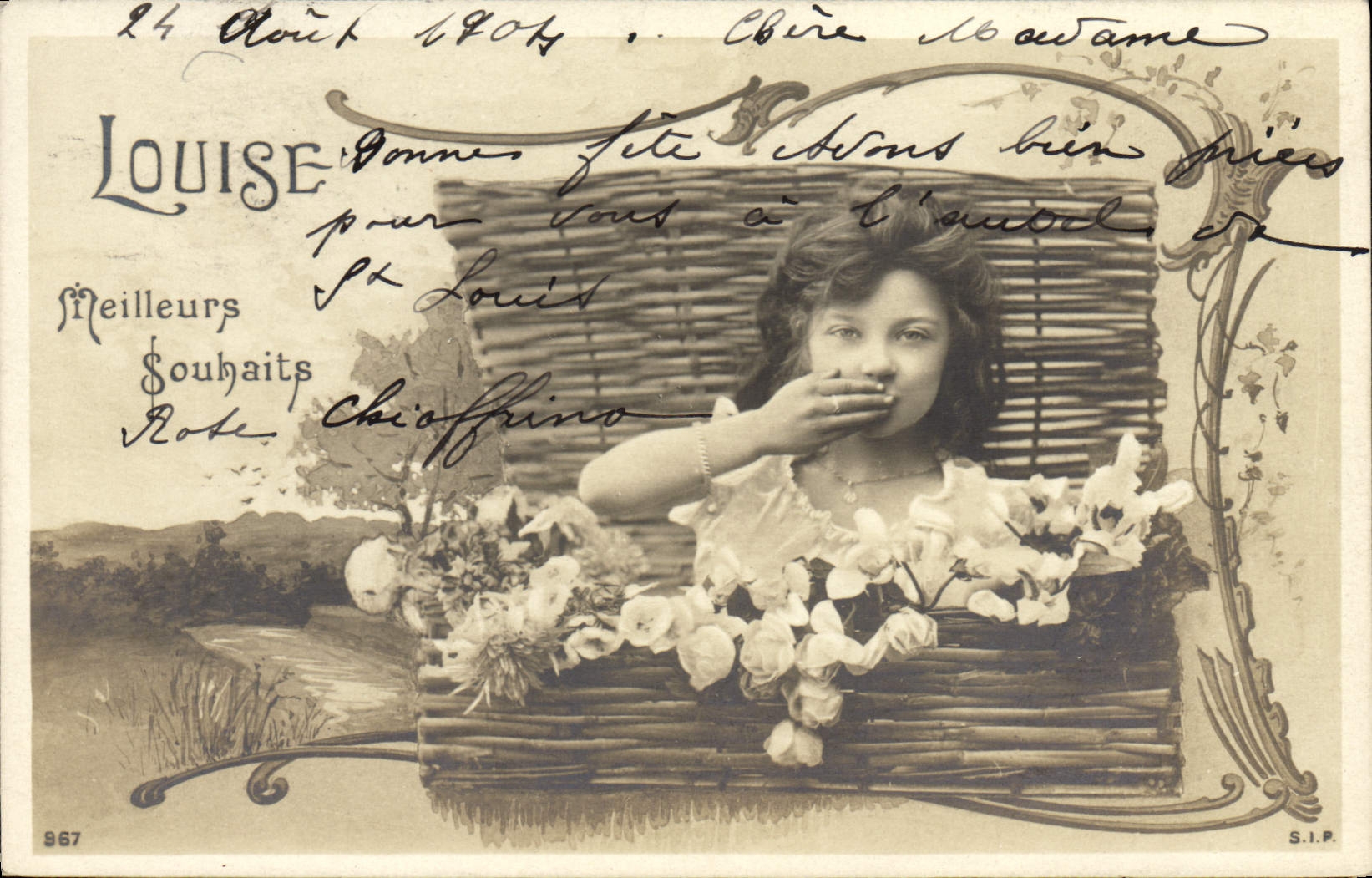 VINTAGE POSTCARD Fantasy First name Louise Child