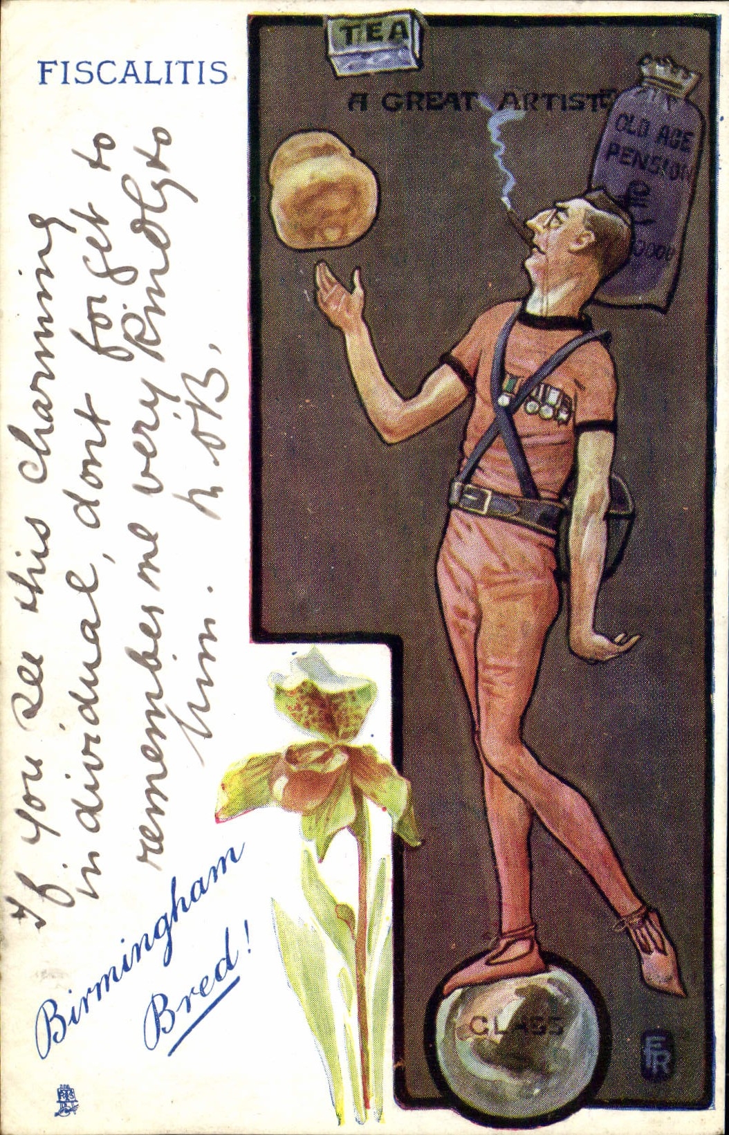 VINTAGE POSTCARD Illustrator Fiscalitis Tea
