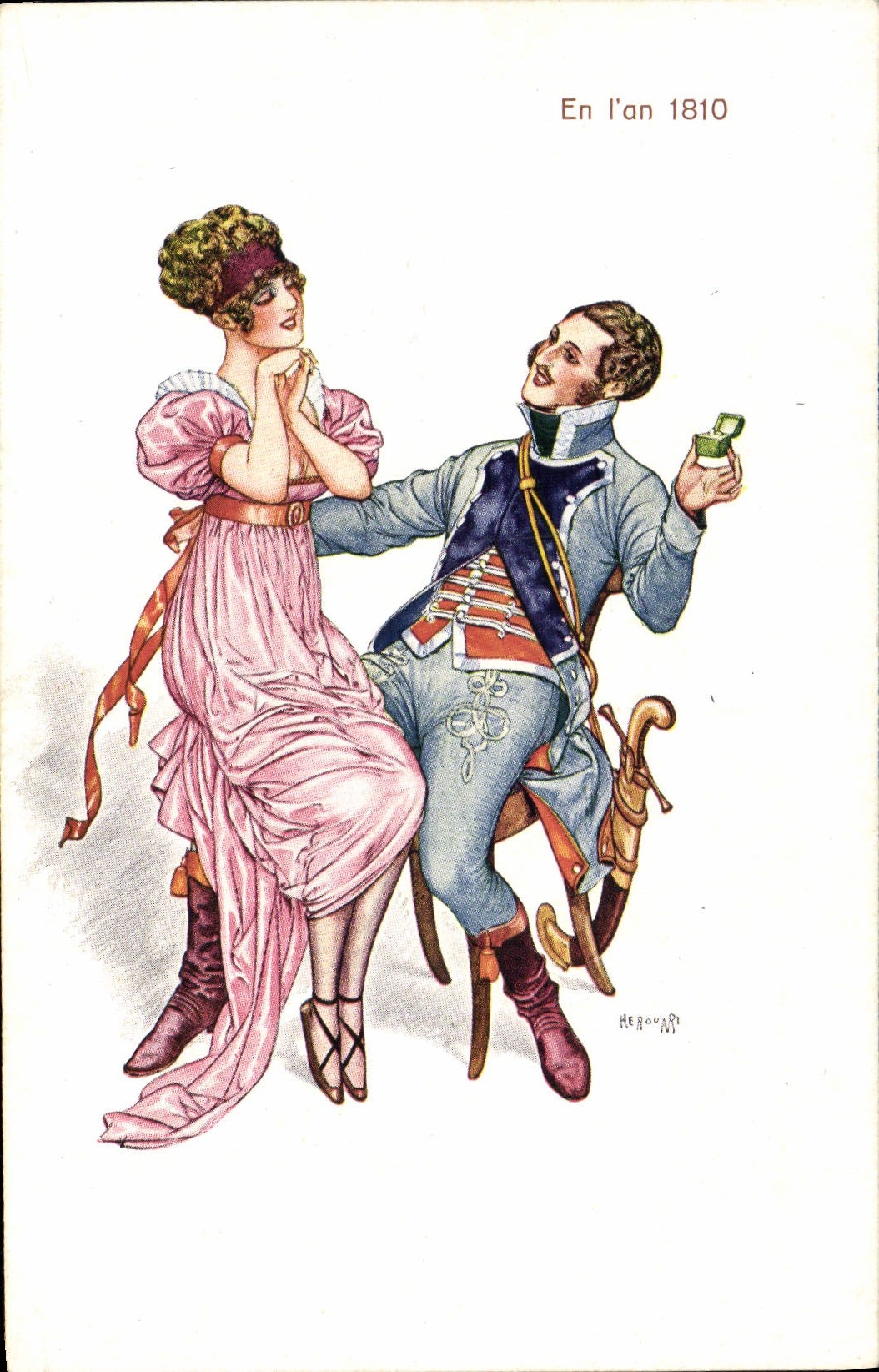 VINTAGE POSTCARD Herouard Illustrator In the year 1810