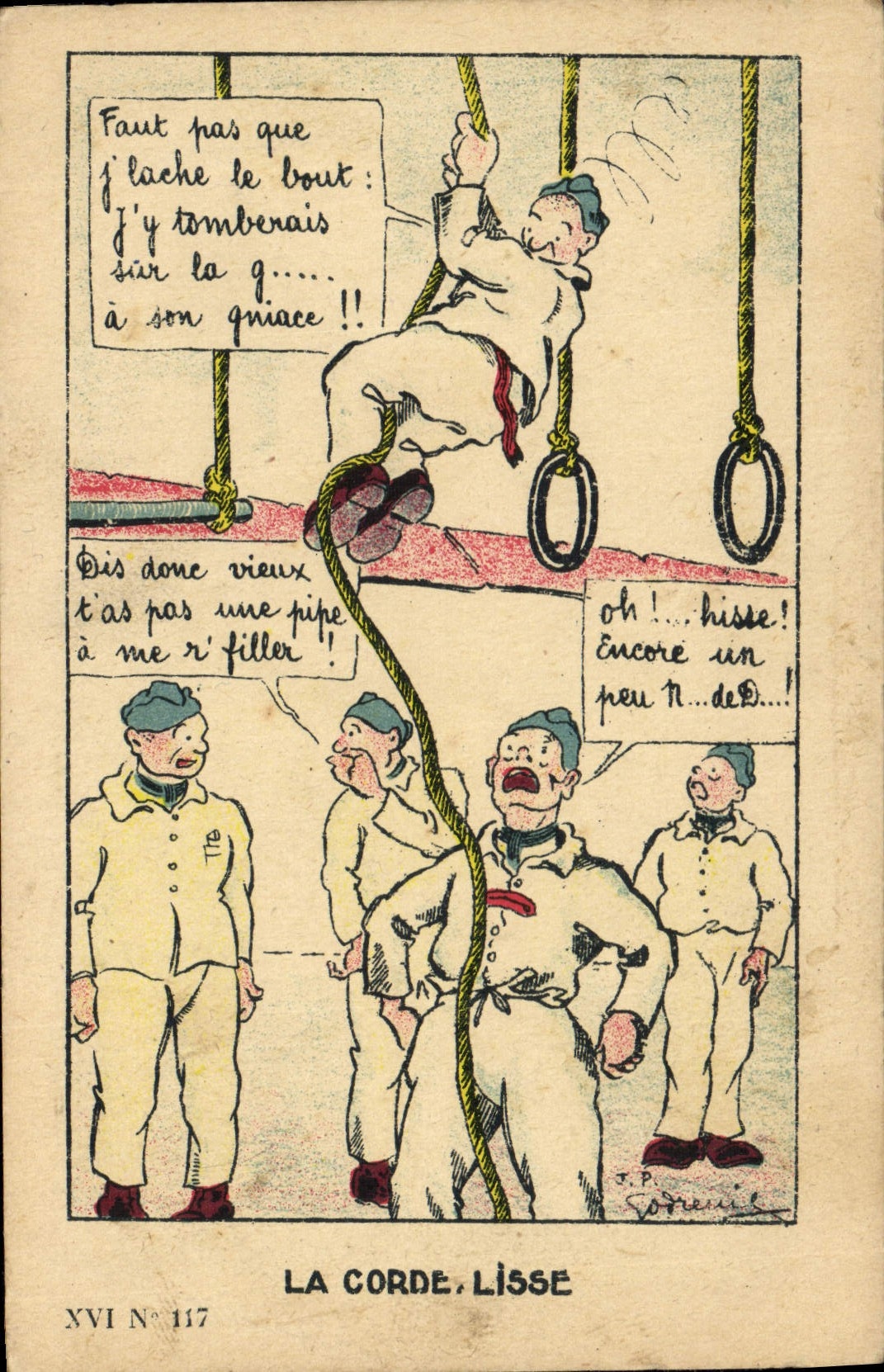 CPA Militaria la corde lisse