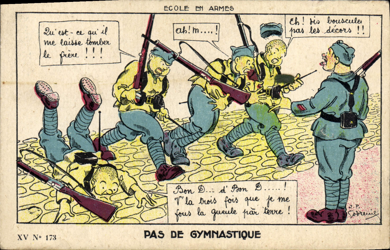 VINTAGE POSTCARD Militaria Pas de Gymnastique