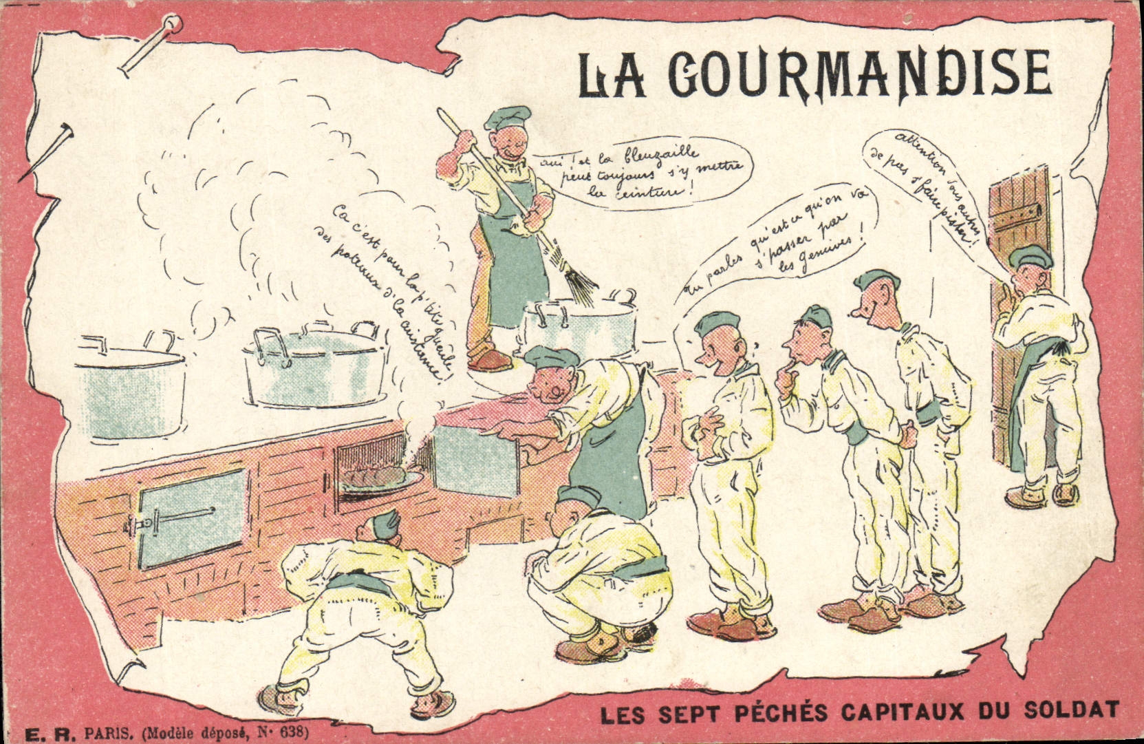 CPA Militaria La gourmandise Les sept peches capitaux du soldat