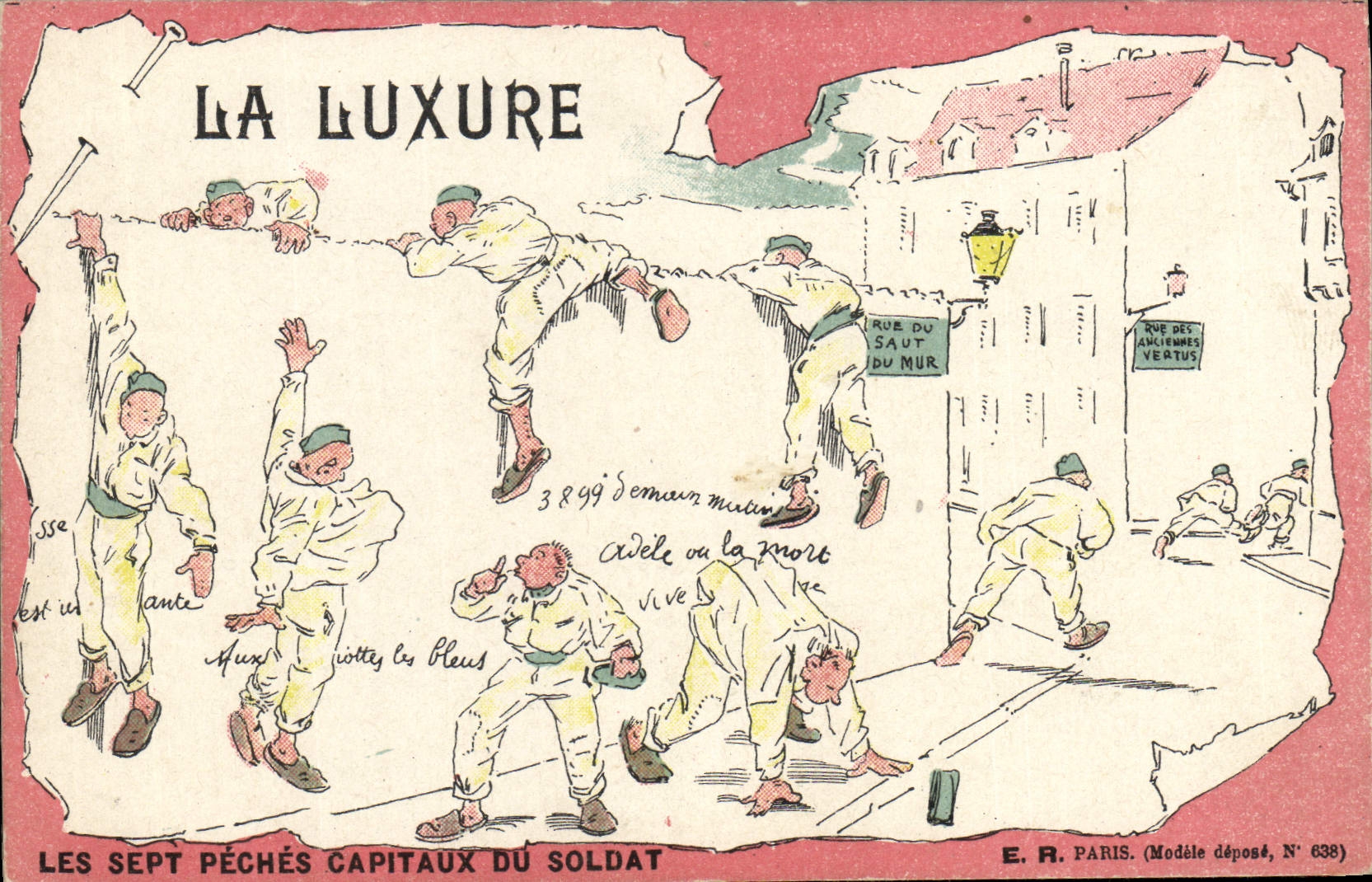 VINTAGE POSTCARD Militaria lust seven fishings capital of the soldier