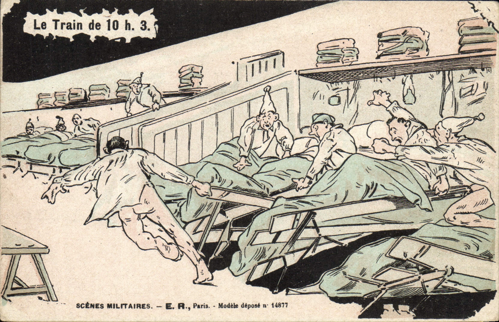 VINTAGE POSTCARD Militaria the train of 10:3