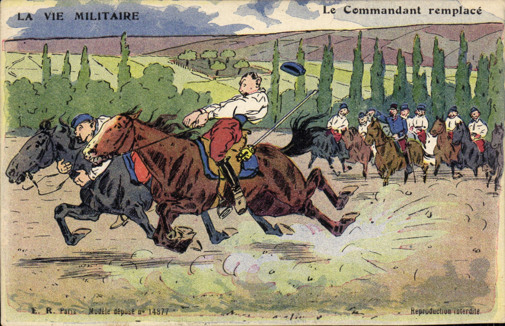 CPA Militaria Le commandement remplace Chevall