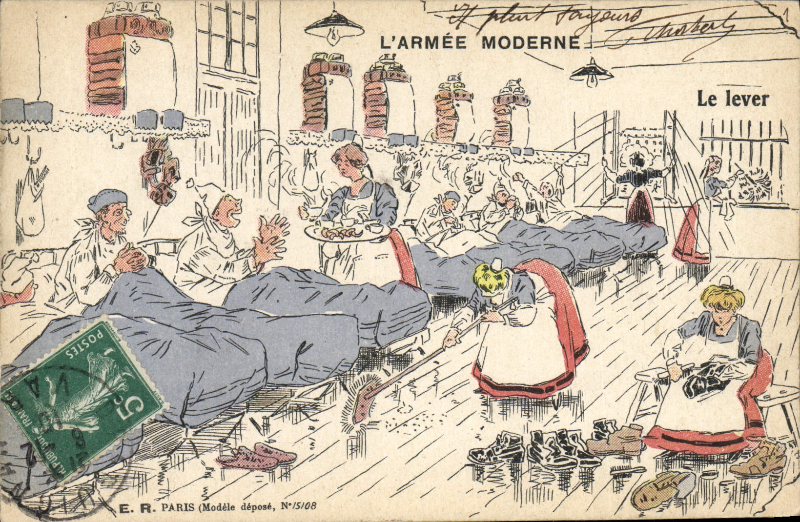 VINTAGE POSTCARD Militaria the modern army