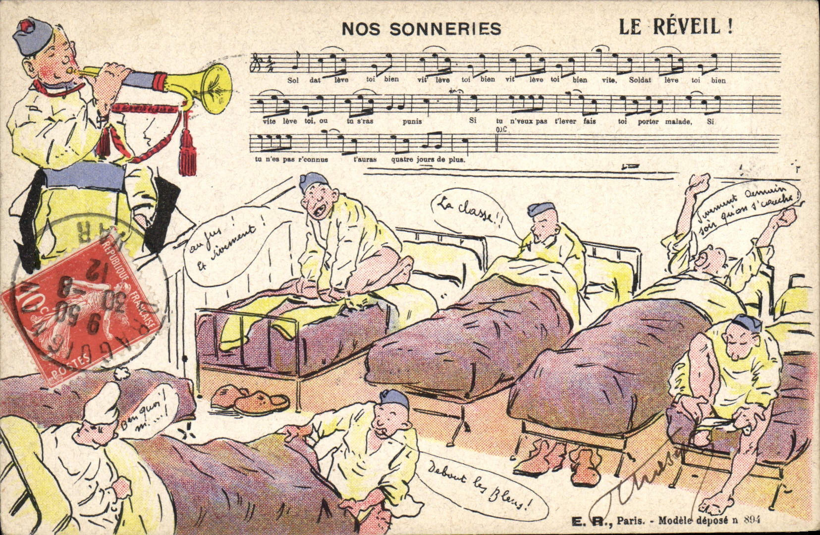 CPA Militaria le reveil