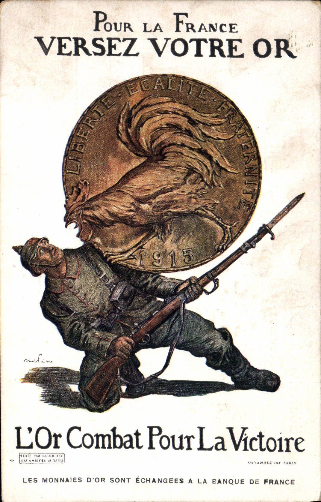 El oro de Militaria Coq de la POSTAL de la VENDIMIA lucha para la victoria