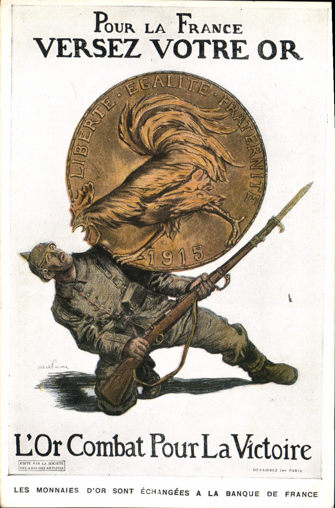 CPA Militaria Coq L'or combat pour la victoire