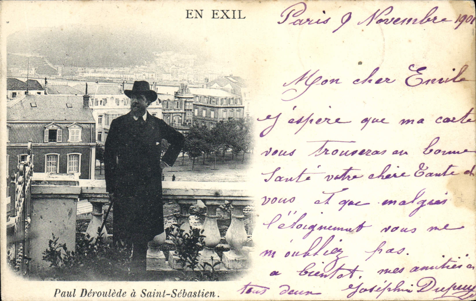 VINTAGE POSTCARD In exile Paul Deroulede has Saint Sebastin San Sebastian TOP