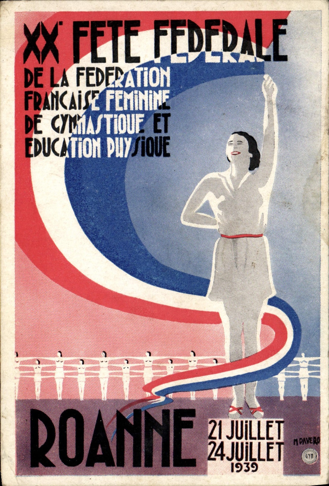 CPA 20eme Fete Federale Gymnastique et Education Physique Roanne Juillet 1939 tOP