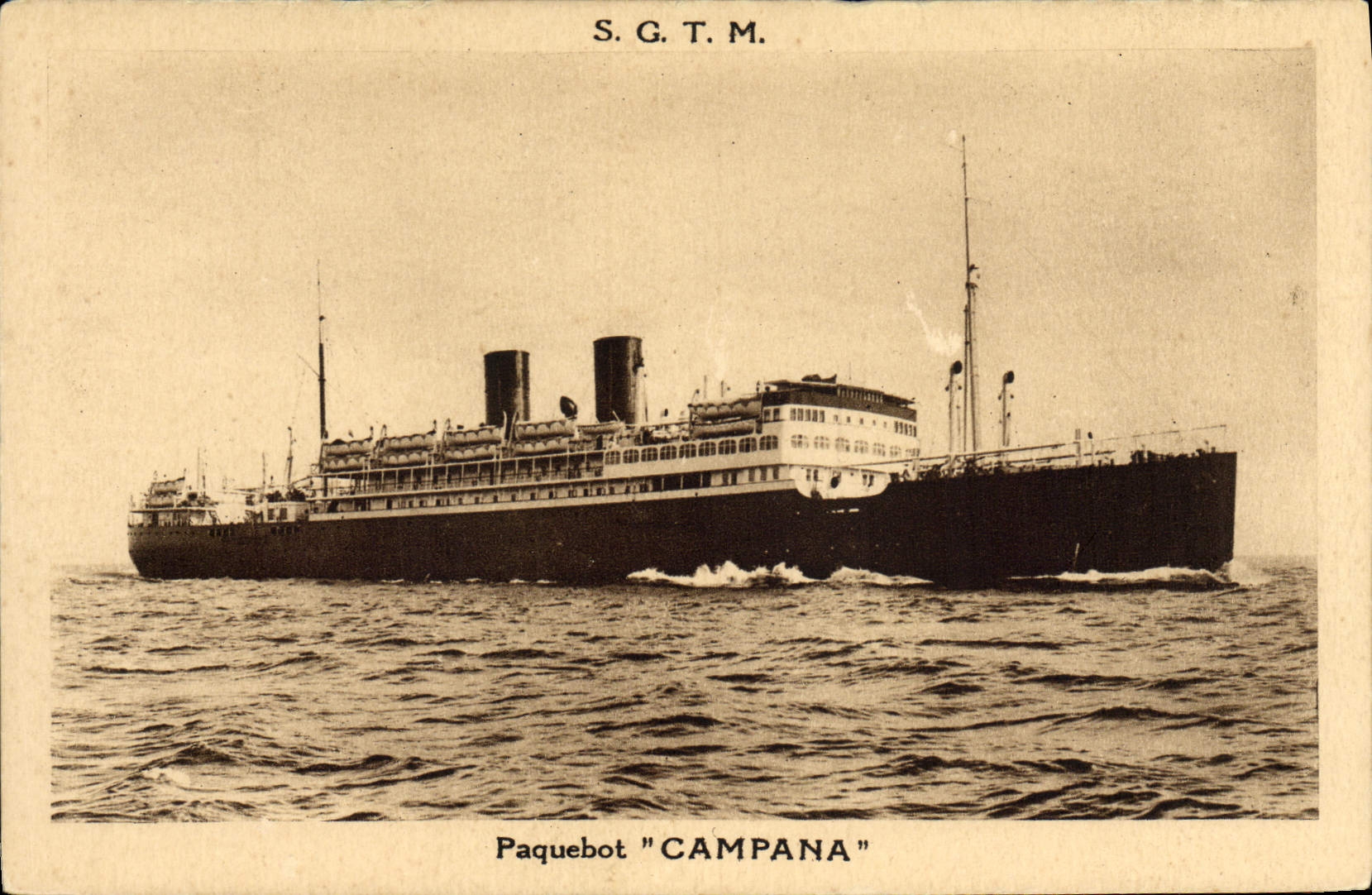 VINTAGE POSTCARD Boat SGTM Campana Steamer