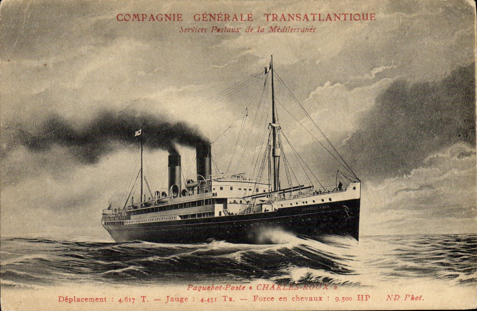 CPA Bateau Cie Generale Transatlantique Charles Roux
