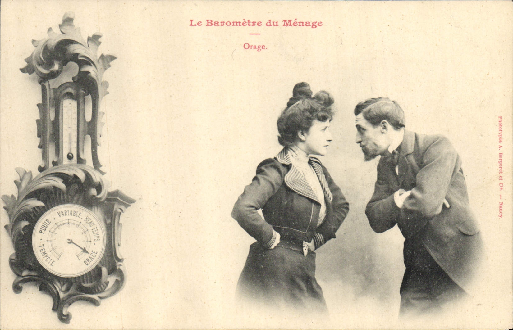 VINTAGE POSTCARD Fantasy the barometer of the household Storm Woman