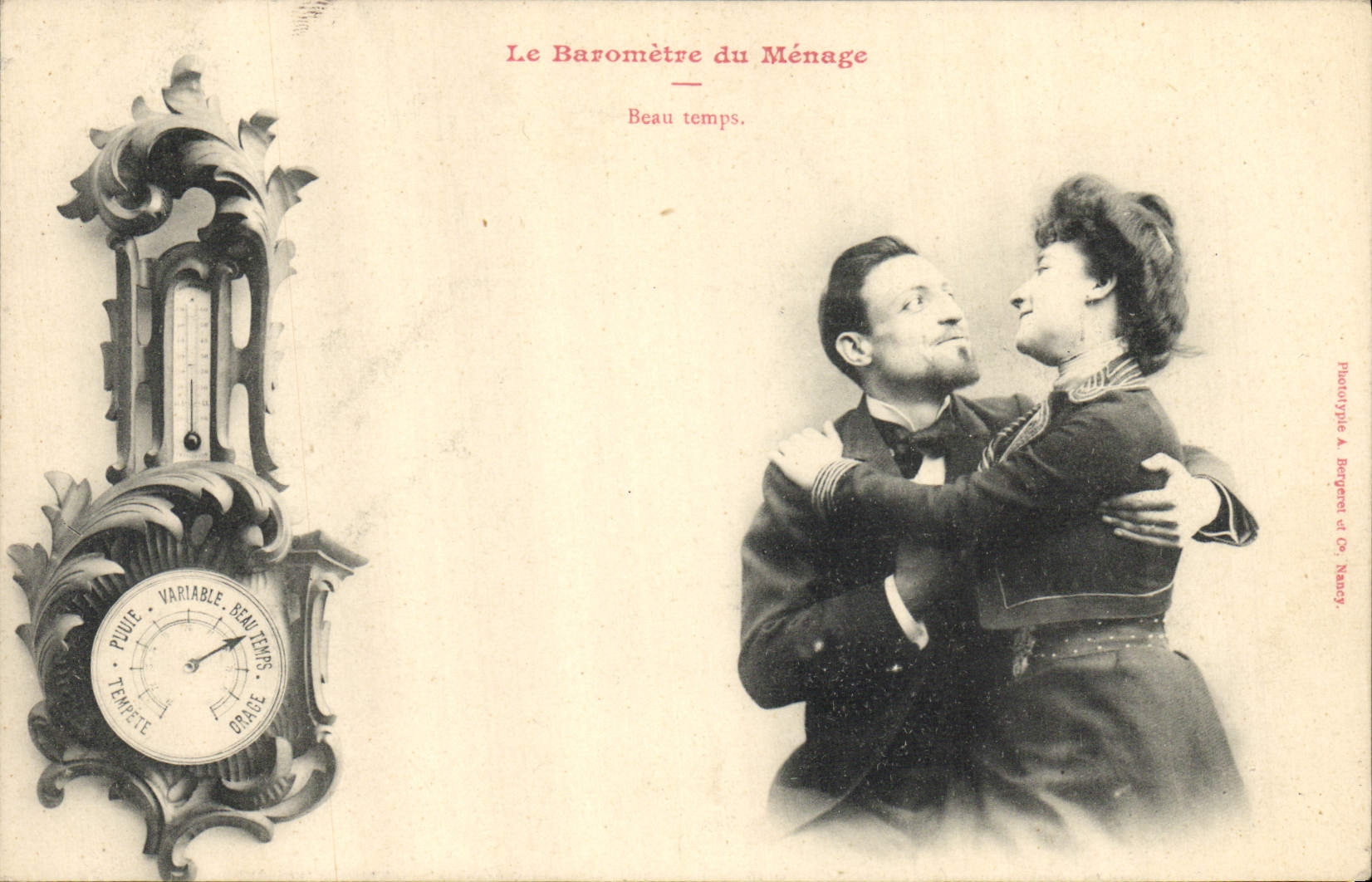 VINTAGE POSTCARD Fantasy the barometer of the household Good weather Woman