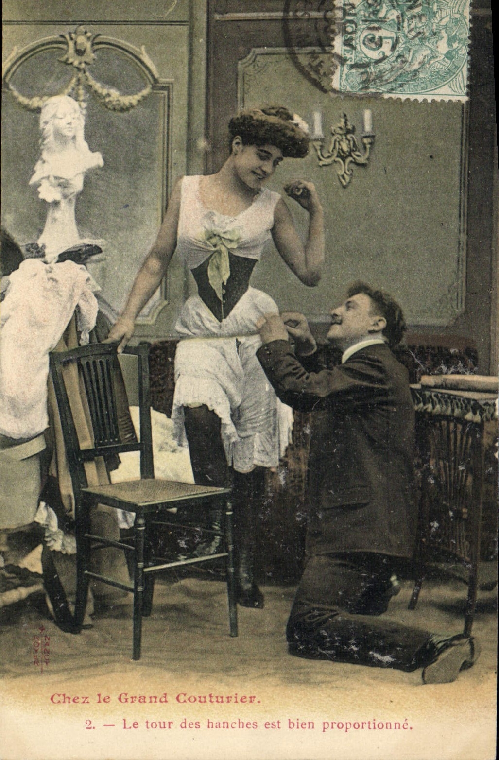 VINTAGE POSTCARD Fantasy Woman In the large dressmaker