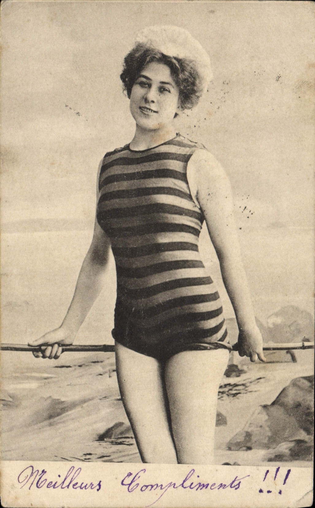 VINTAGE POSTCARD Fantasy Woman Bathing suit