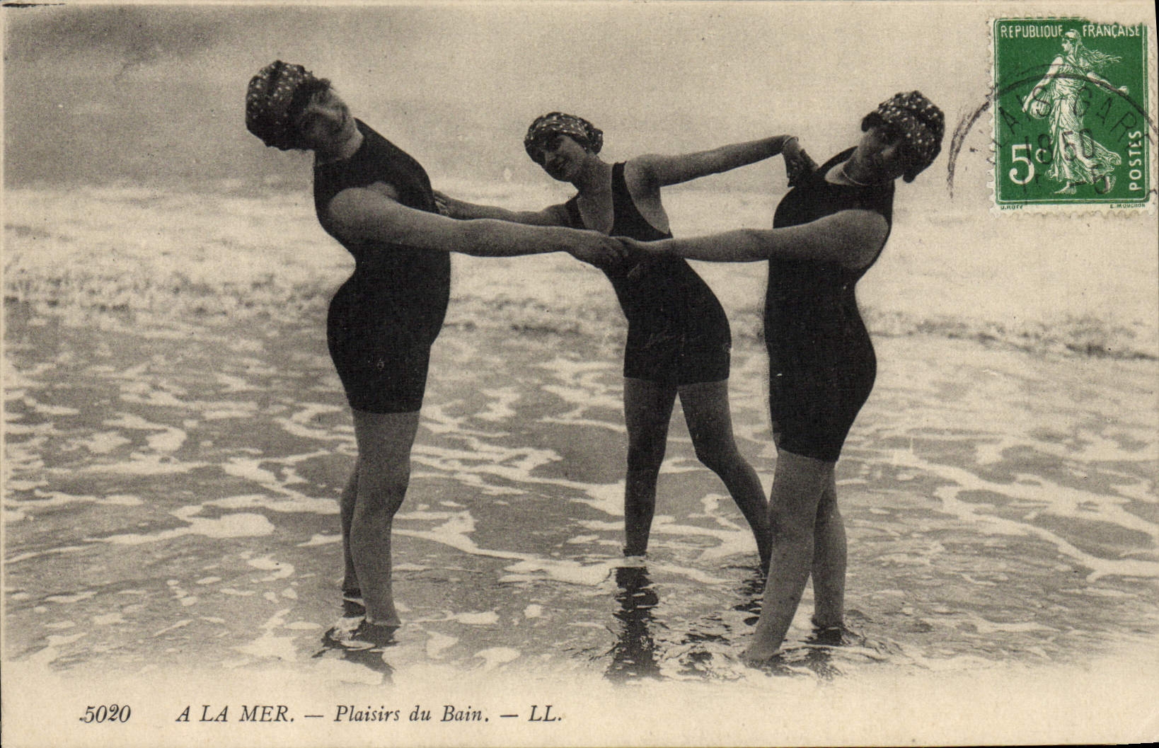 VINTAGE POSTCARD Fantasy Woman Bathing suit Pleasures of the bath