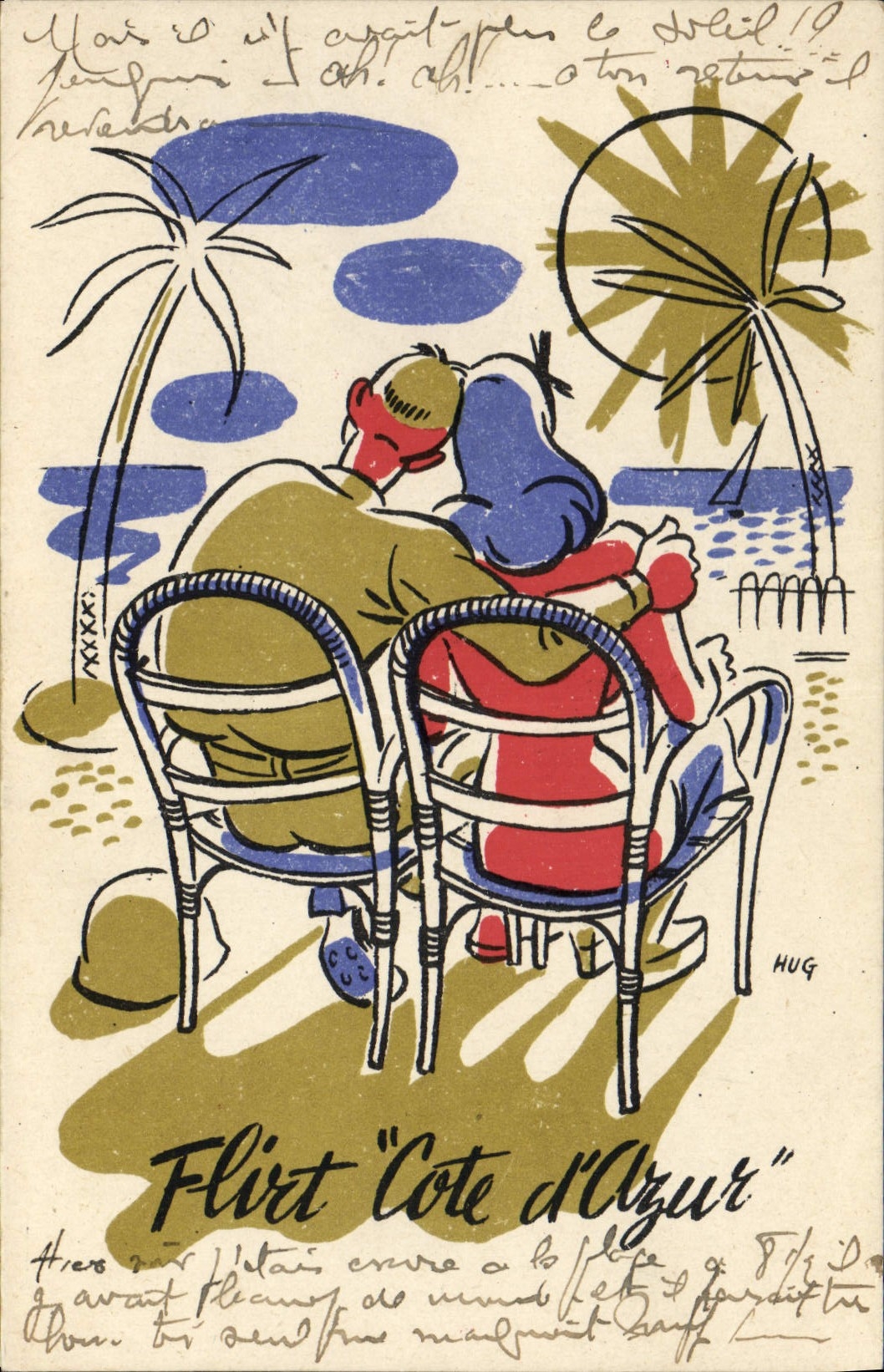 CPA Fantaisie Illustrateur Flirt Cote d'Azur