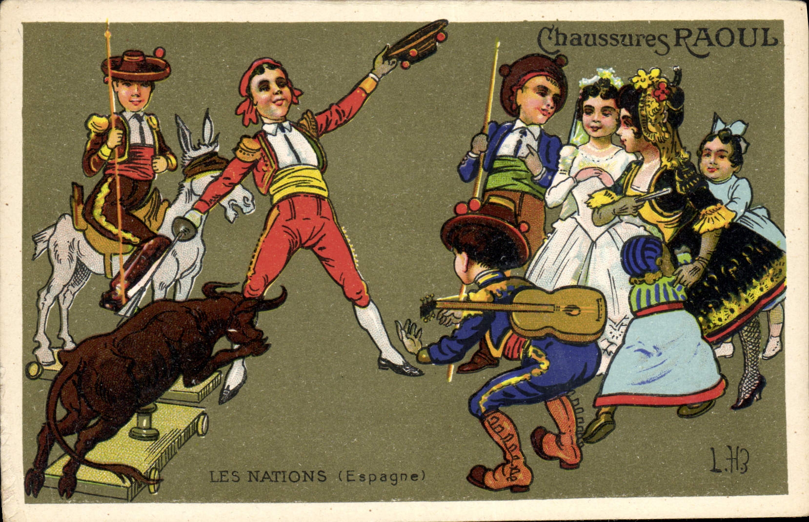 CPA Fantaisie Illustrateur Chaussures Raoul Les Nations Espagne Corrida Taureau