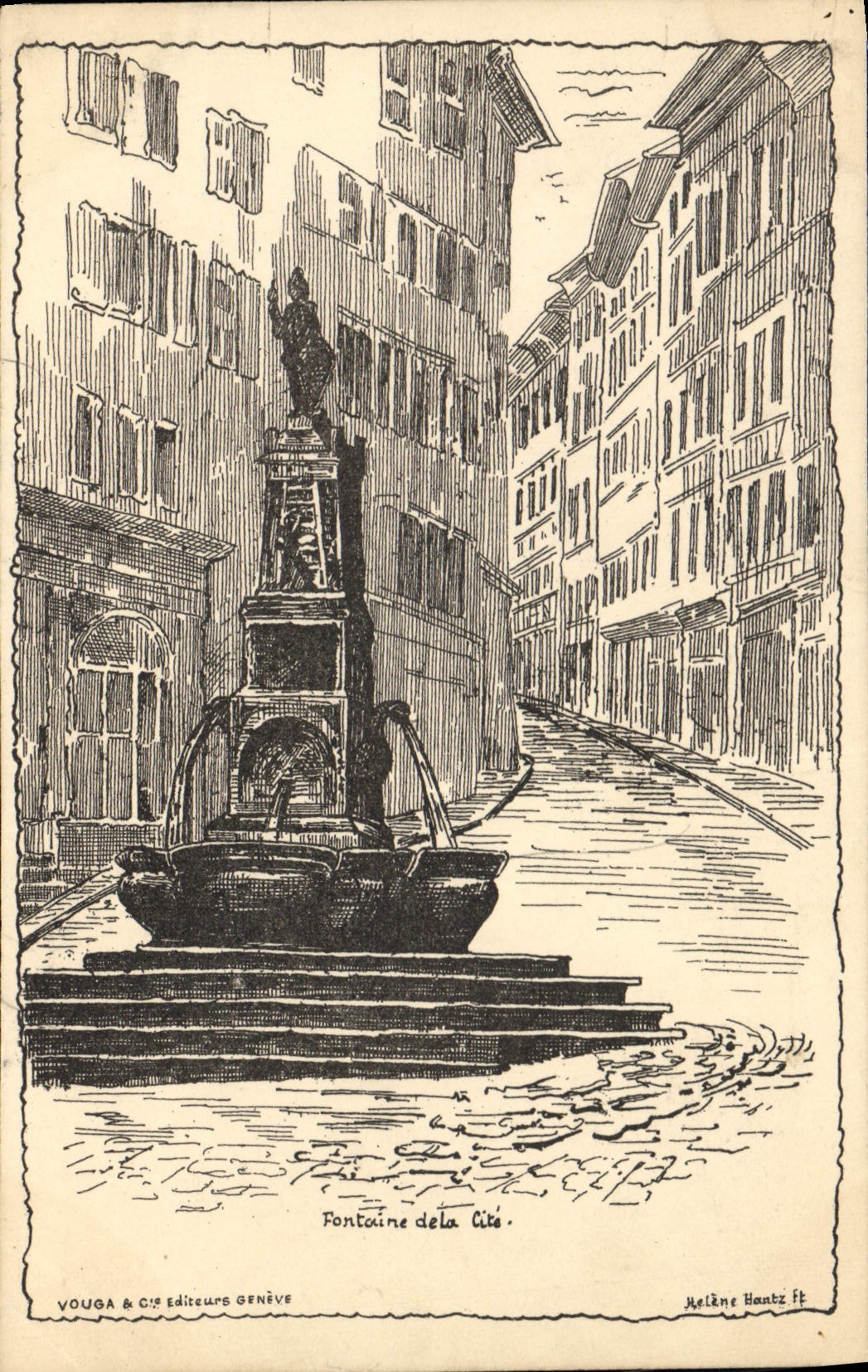 CPA Fantaisie Illustrateur Fontaine de la Cite Helene 