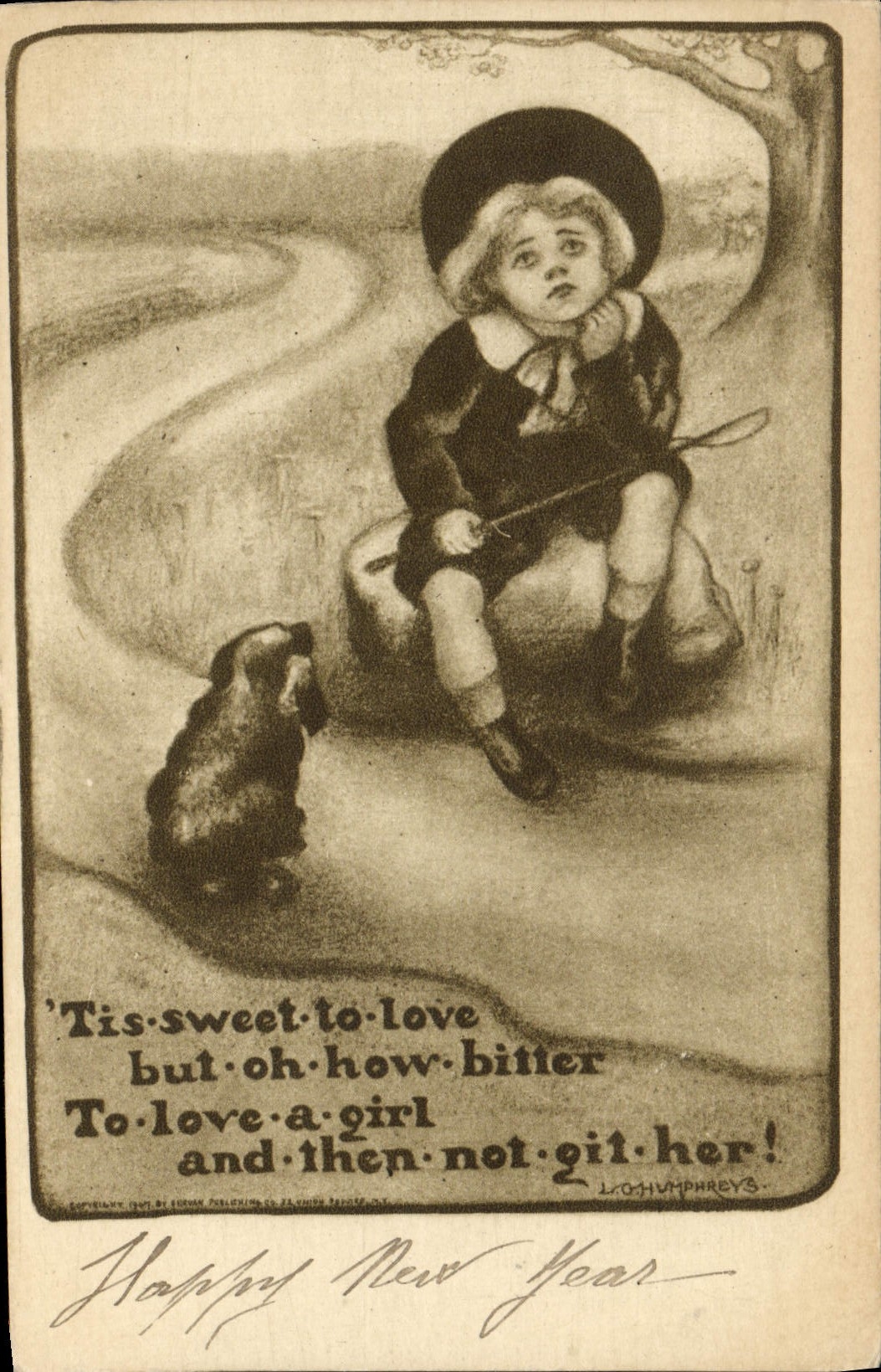 CPA Fantaisie Illustrateur Enfant Chien