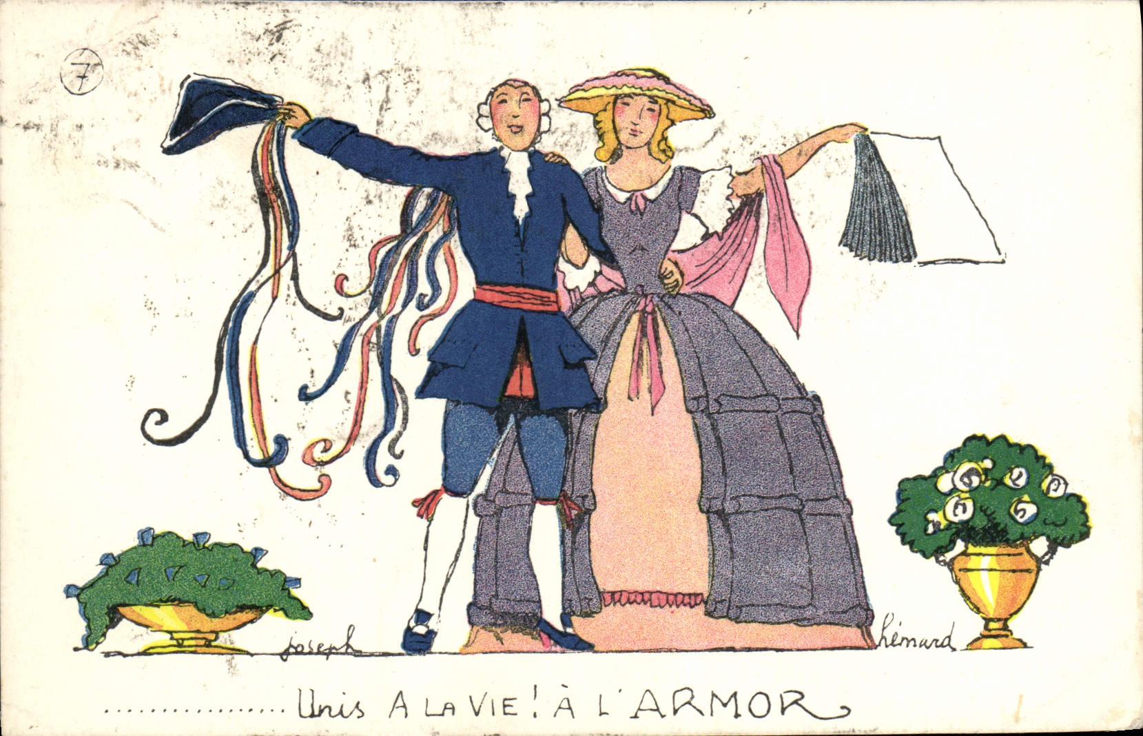 CPA Fantaisie Illustrateur A la vie a l'Armor Mariage