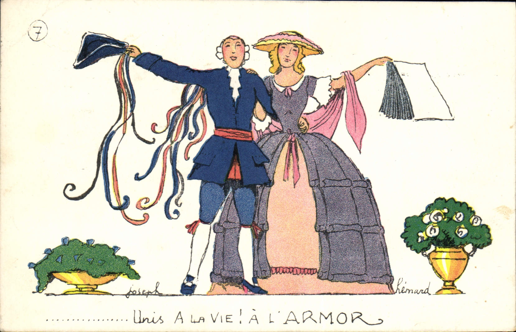 CPA Fantaisie Illustrateur A la vie a l'Armor Mariage