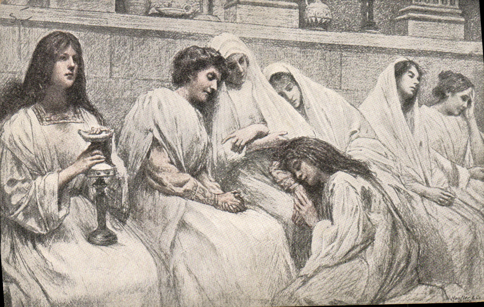 CPA Fantaisie Illustrateur Eugene Burnand Les dix vierges 