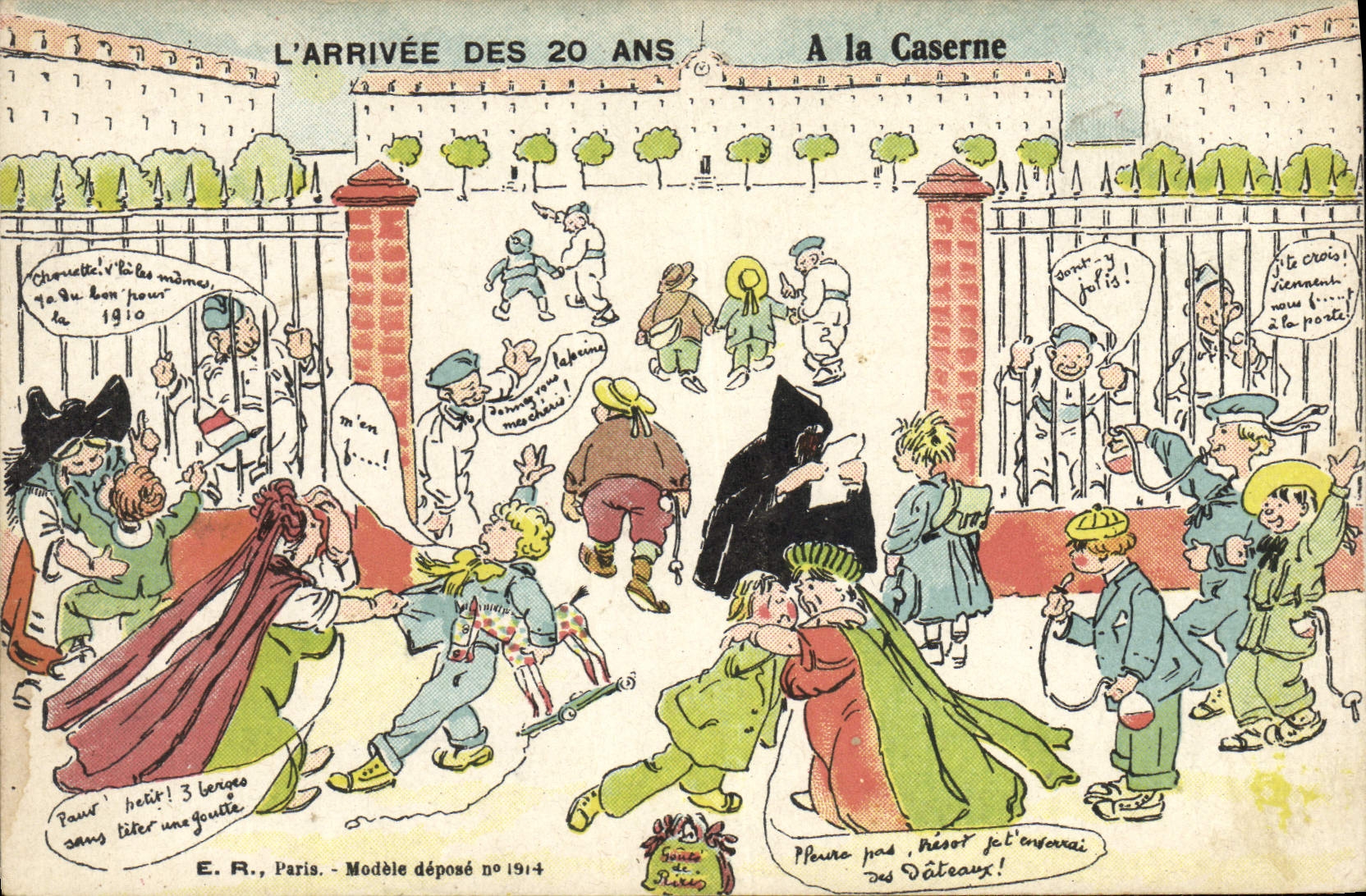 VINTAGE POSTCARD Militaria the 20 years arrival To the barracks