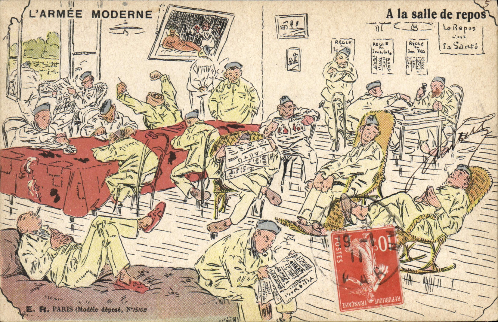 CPA Militaria A la salle de repos 