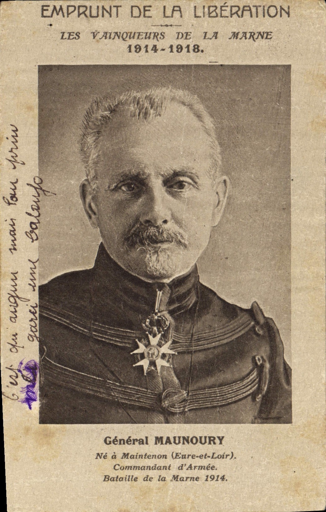 CPA Militaria Emprunt de la liberation Vainqueurs de la Marne General Maunoury 