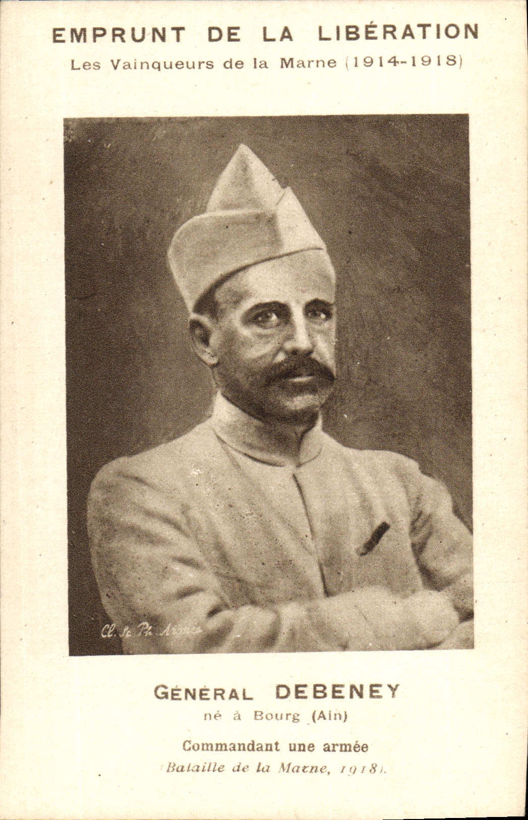 VINTAGE POSTCARD Militaria General Loan of the release Winners of the Marne Debeney Borough