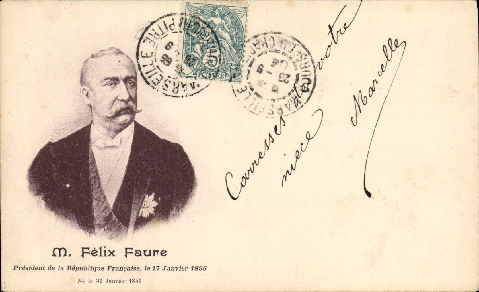 VINTAGE POSTCARD Felix Faure President of the French Republic