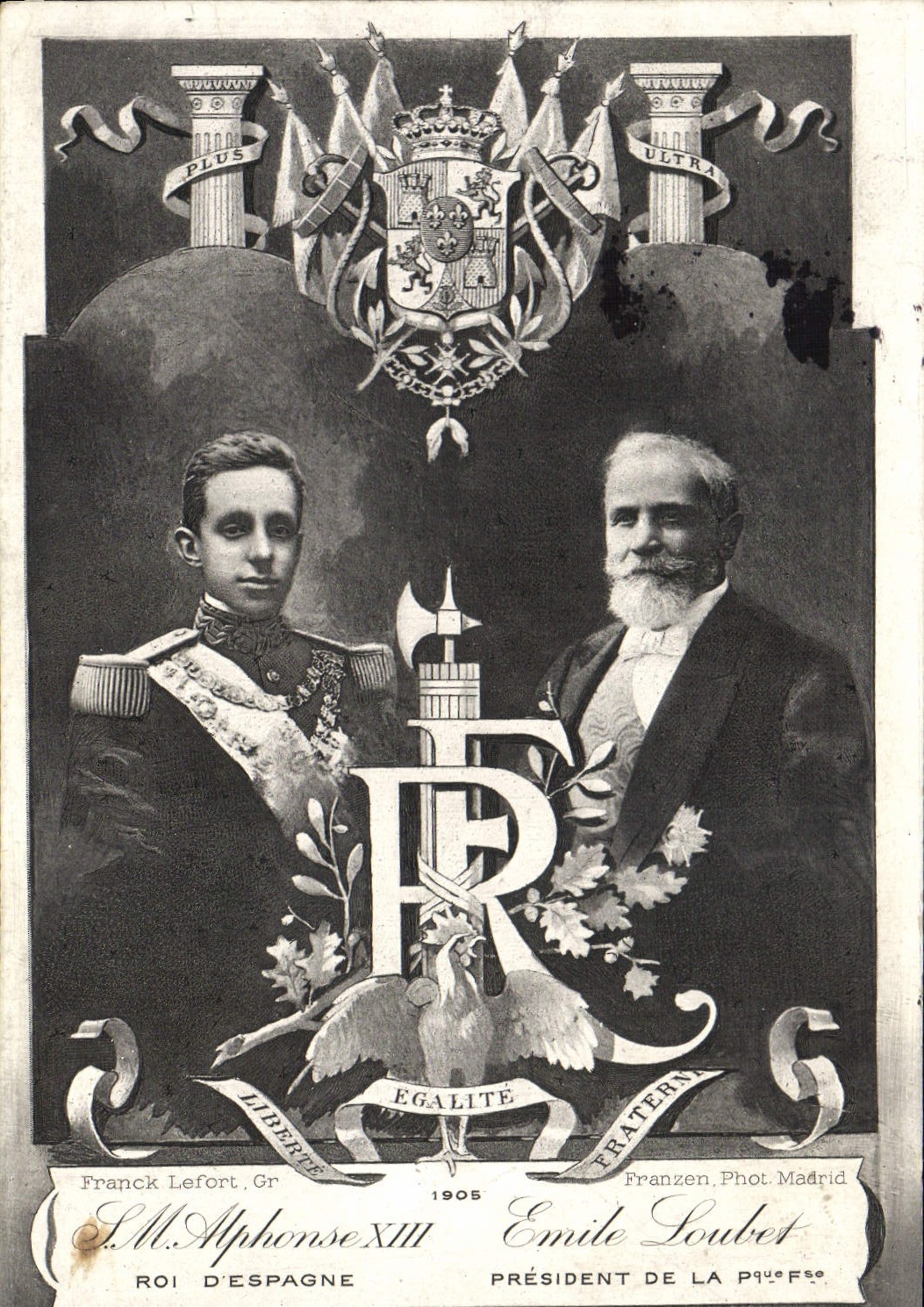 CPA SM Alphonse XIII Roi d'Espagne Emile Loubet President