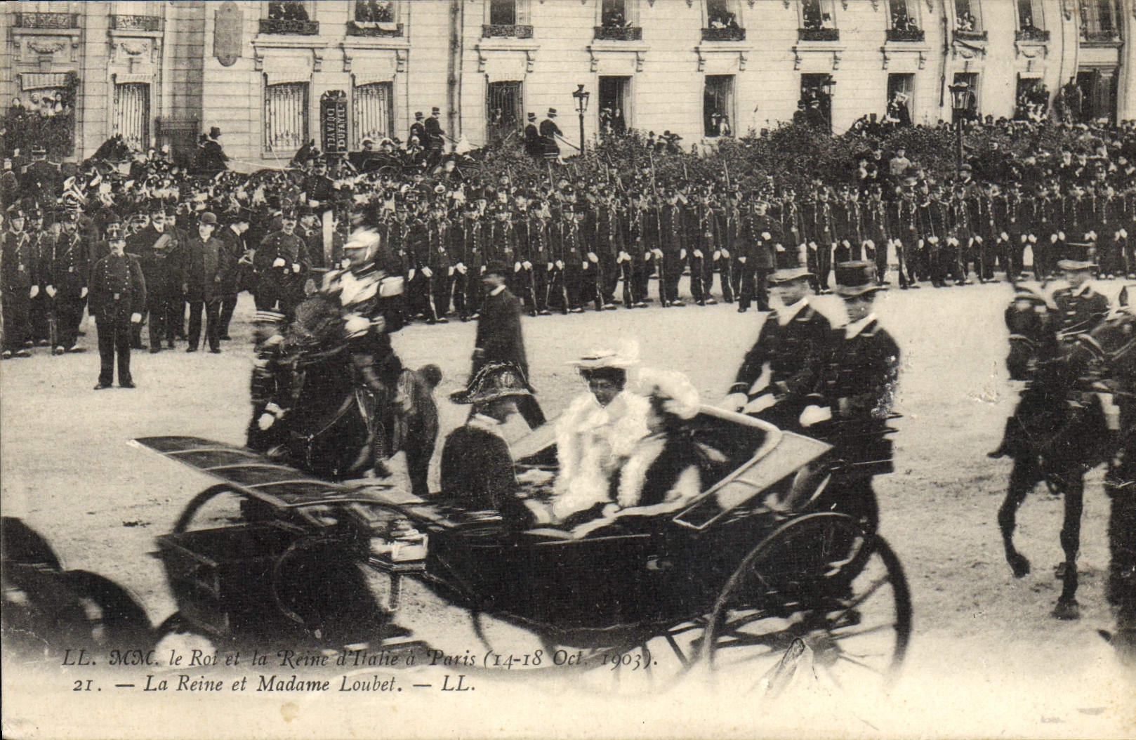 VINTAGE POSTCARD MM the King of Italy and the queen has Paris 1903 the queen and Mrs Loubet
