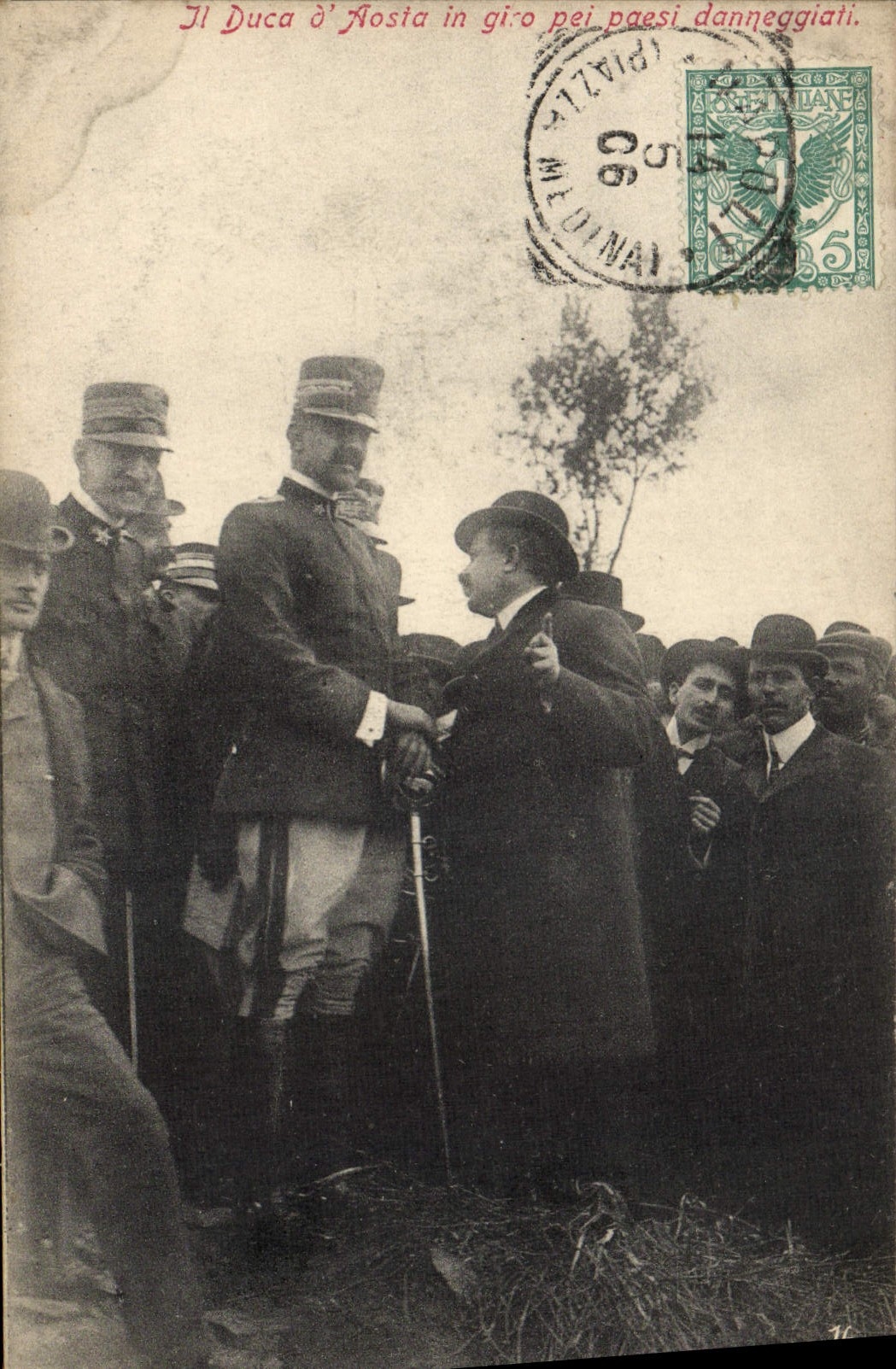 CPA Il Duca d'Aosta in giro pei paesi danneggiato 