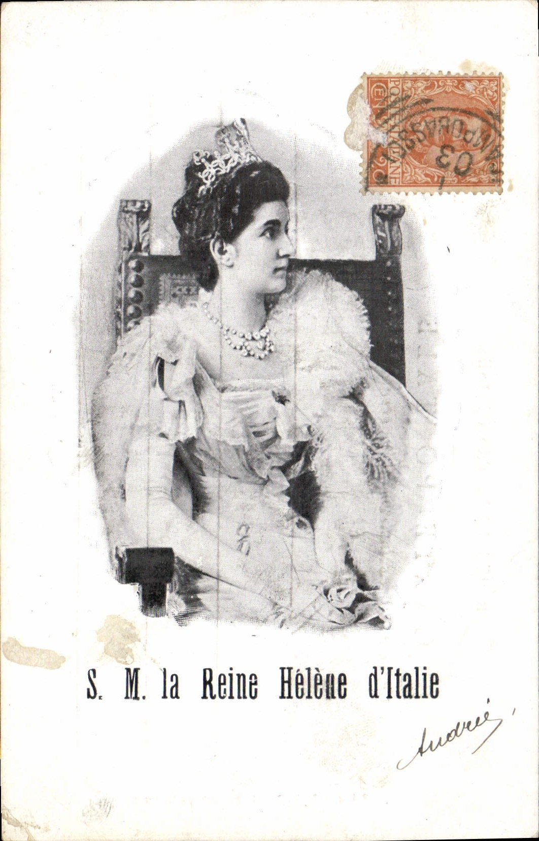 VINTAGE POSTCARD SM the Helene Queen of Italy