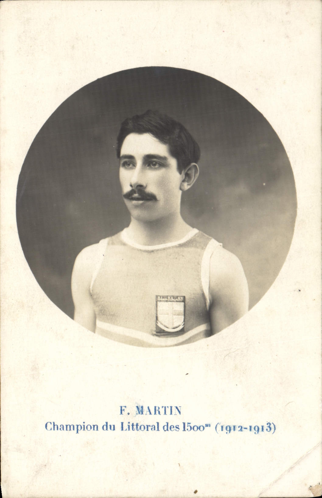 VINTAGE POSTCARD Athletics Champion of the littoral of the 1500