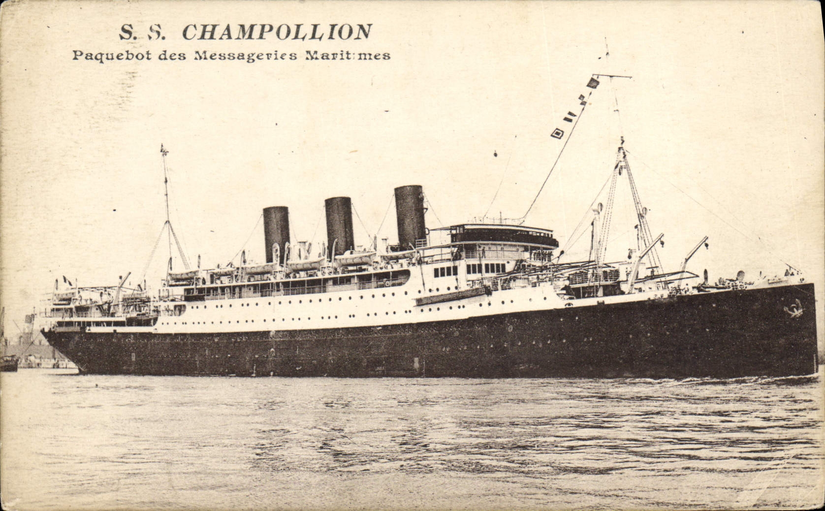 VINTAGE POSTCARD Boat S Champollion Steamer of the Maritime Transport