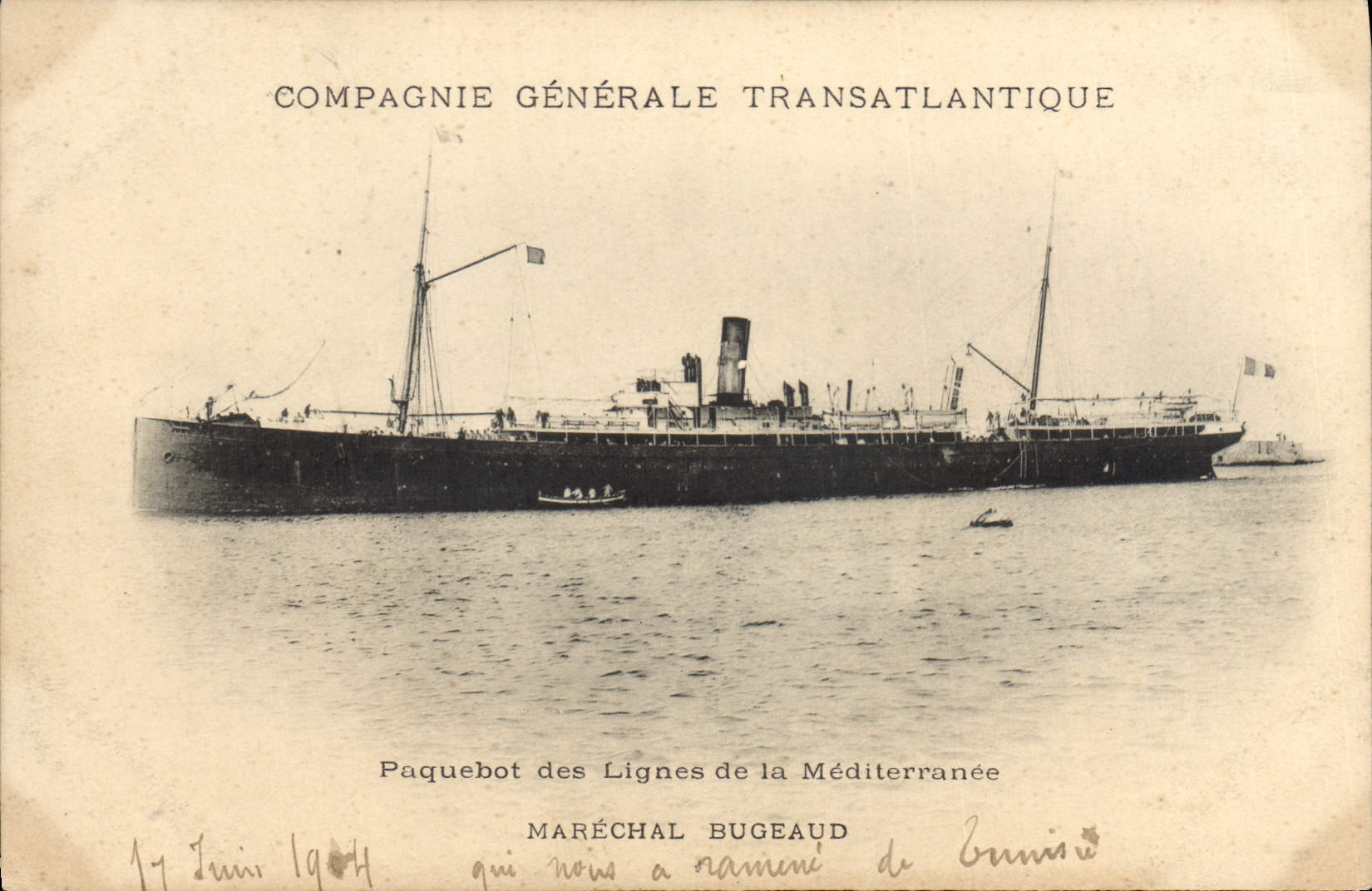 CPA Bateau Compagnie Generale Transatlantique Marechal Bugeaud 