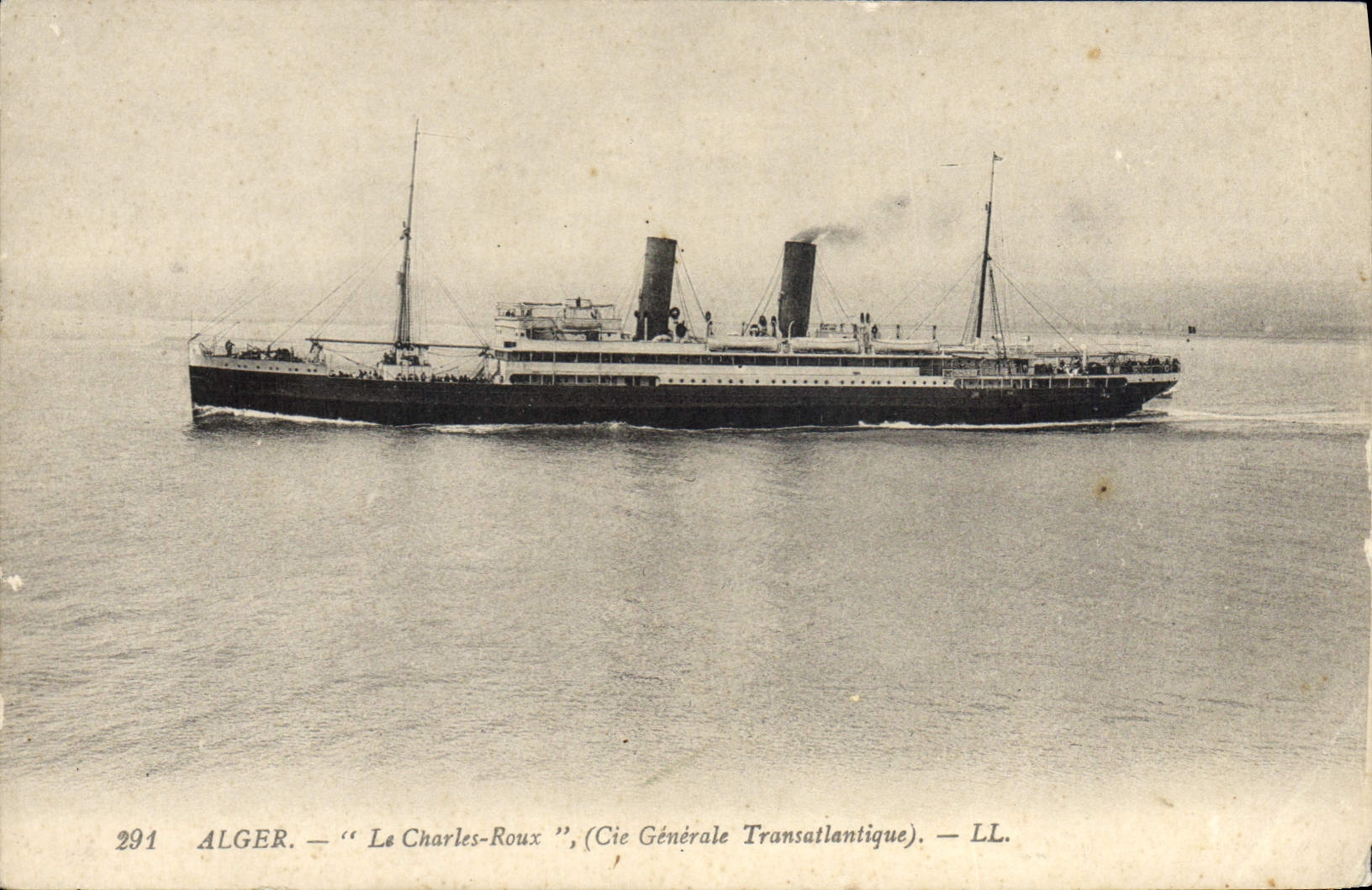 VINTAGE POSTCARD Algiers Boat the Charles Transatlantic Roux Co General