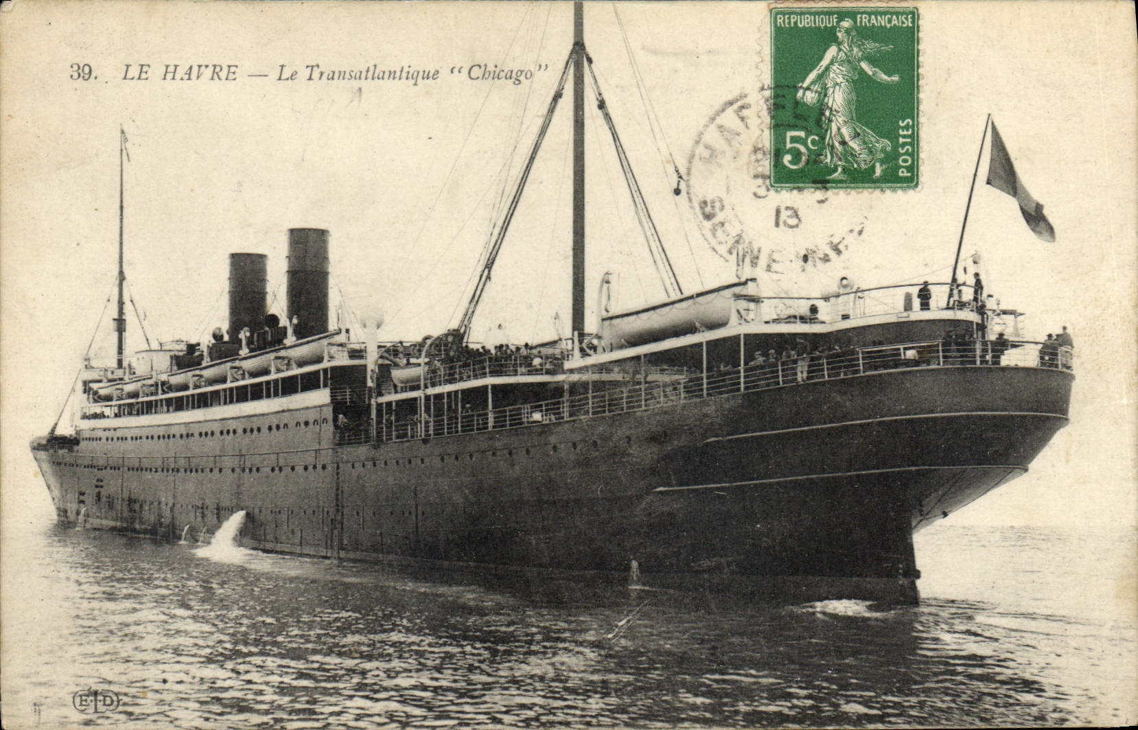 CPA Bateau Le Havre Le Transatlantique Chicago