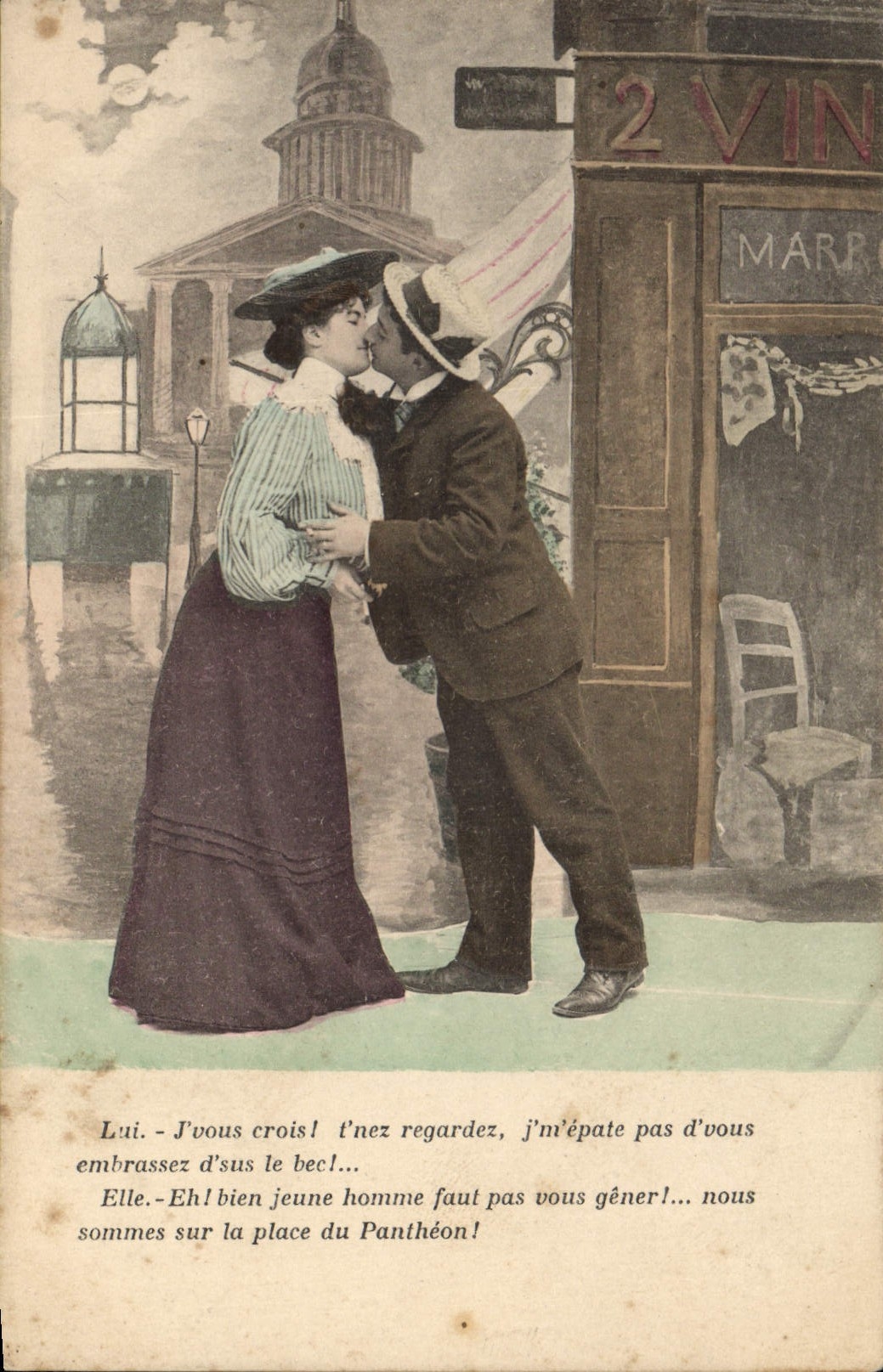 VINTAGE POSTCARD Fantasy Woman Wine